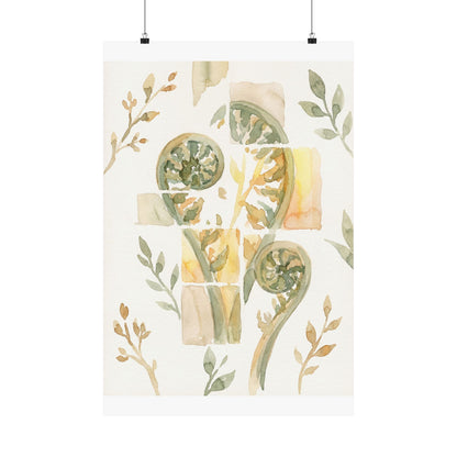 Kanso Fern Unfurling Wall Art Print - Japandi Watercolor