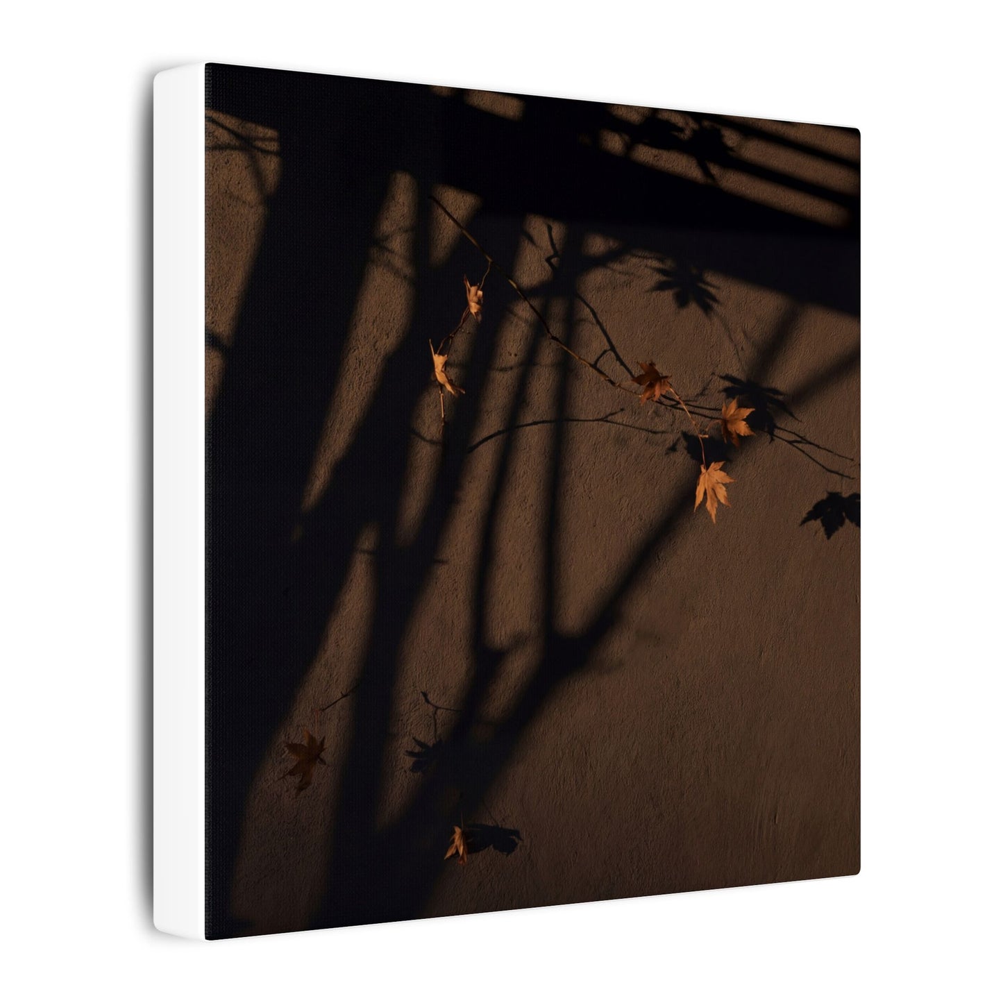 Shadow Play Autumn Canvas Art | Dark Japandi Luxurious Design