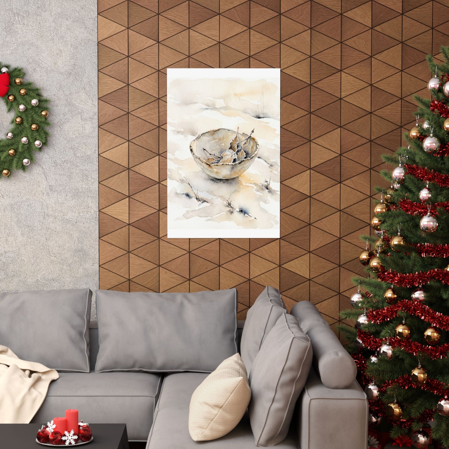 Fukinsei Ceramic Bowl Wall Art Print - Japandi Watercolor