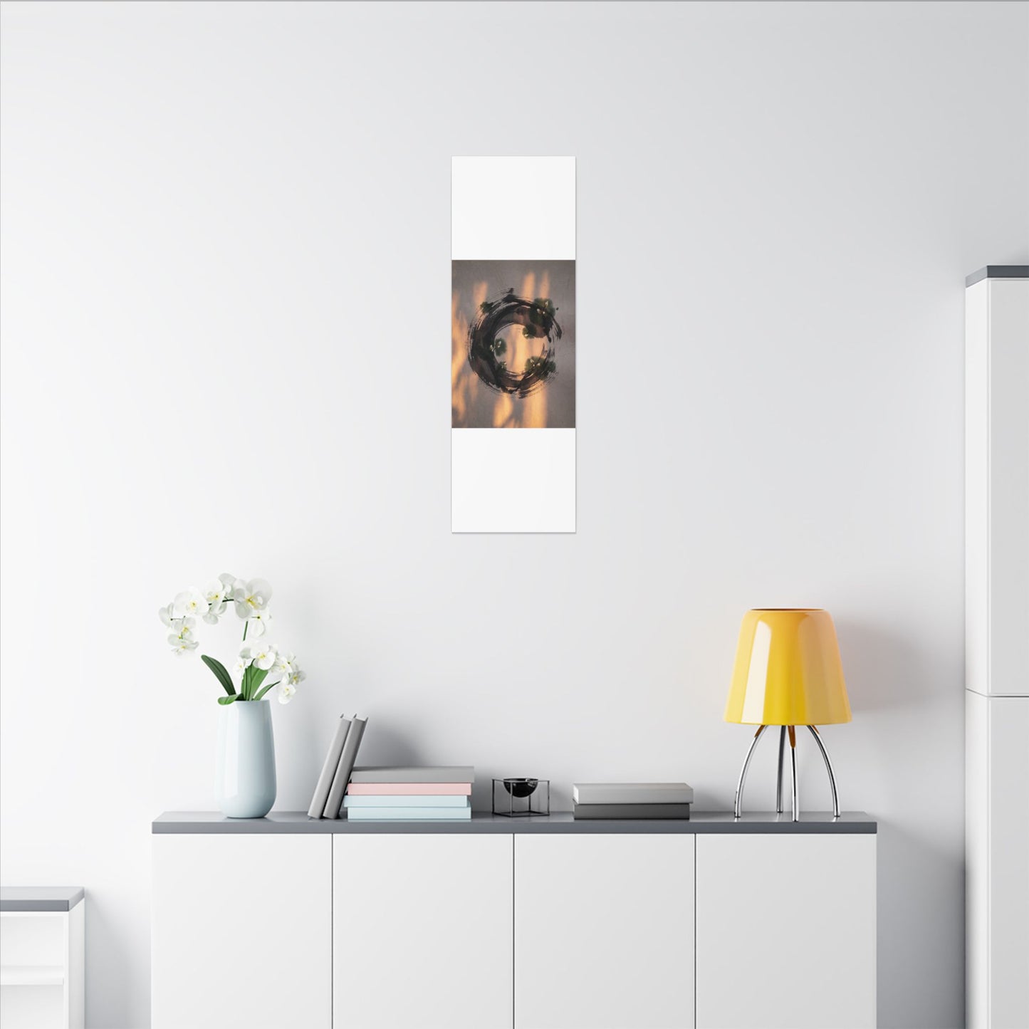 Ink Brushstroke Spring Canvas Art | Dark Japandi Bold Design