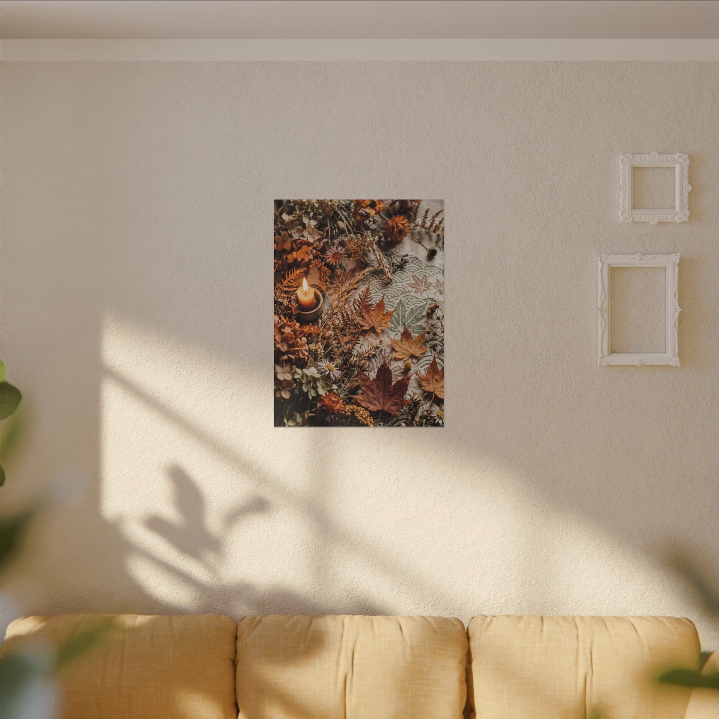 Candlelight Dried Flowers Canvas Art - Japandi Seijaku