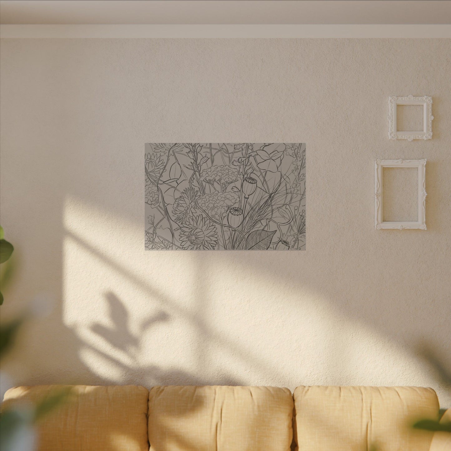 Summer Dried Flowers Minimal Line Canvas Art | Elegant Decor