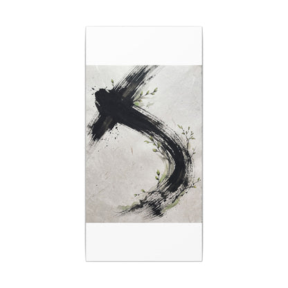 Ink Brushstroke Spring Canvas Art | Dark Japandi Sophisticated Design