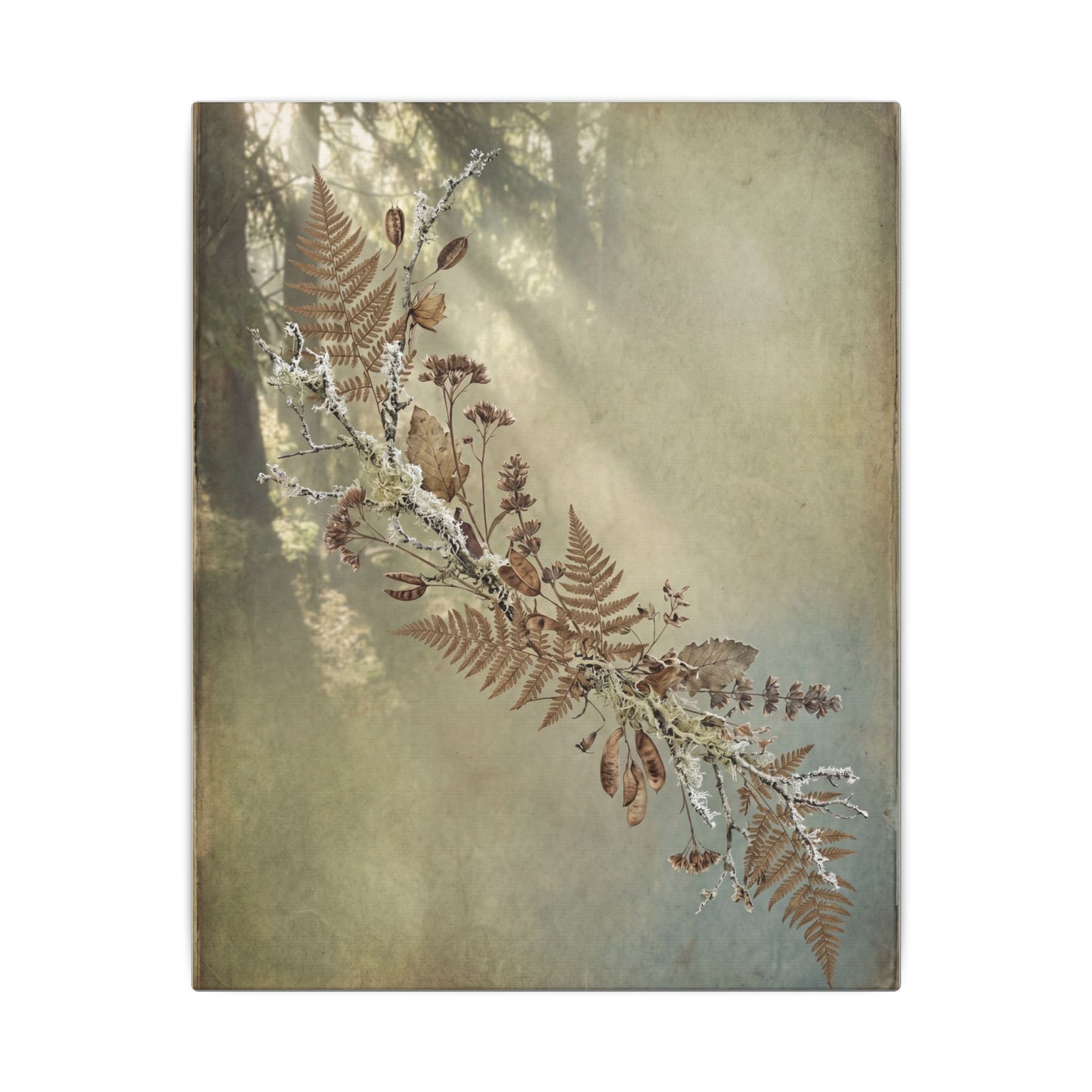 Winter Dried Flowers Forest Whimsy Canvas Art | Earthy Decor