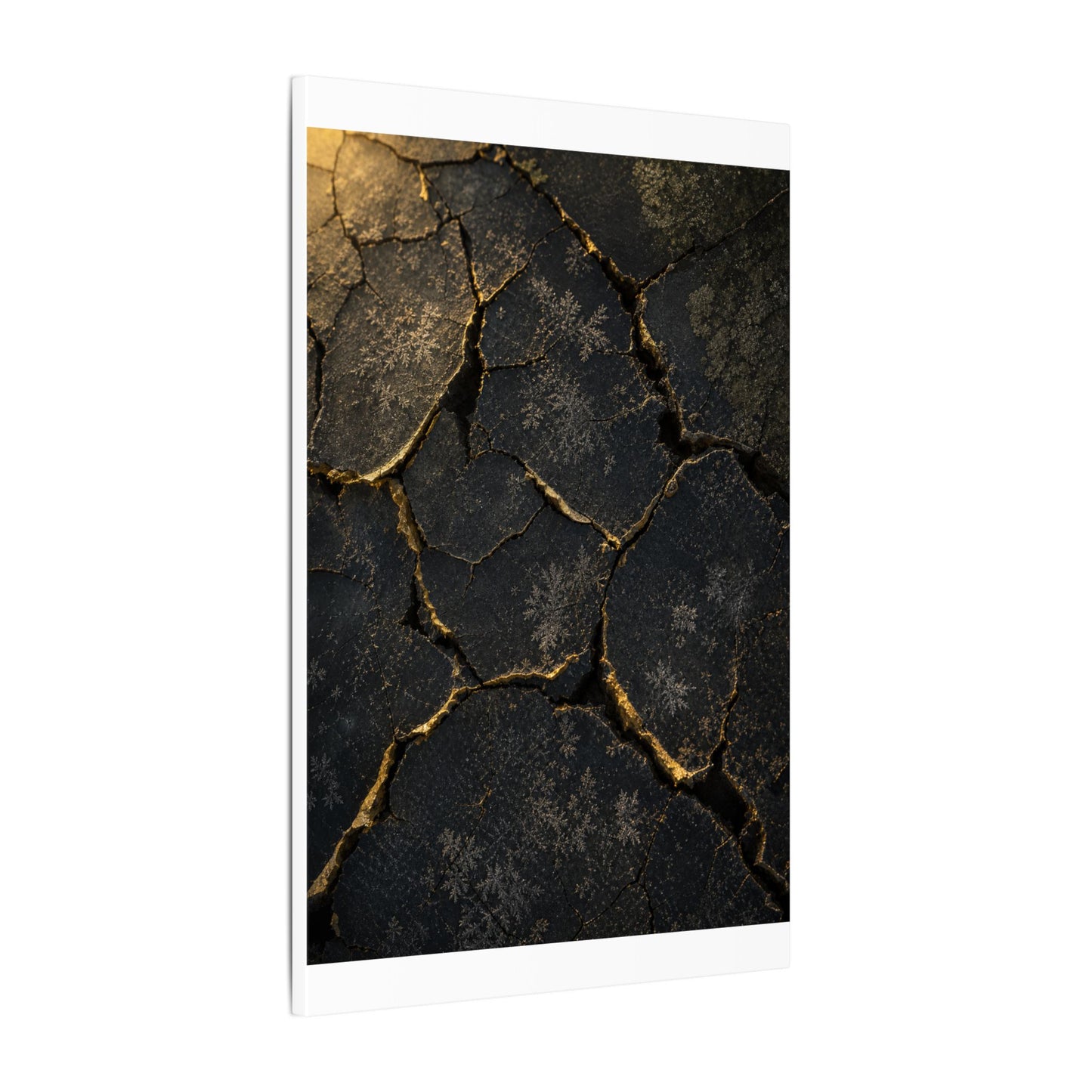Cracked Earth Canvas Art | Winter Dark Japandi Shadow Zen Art