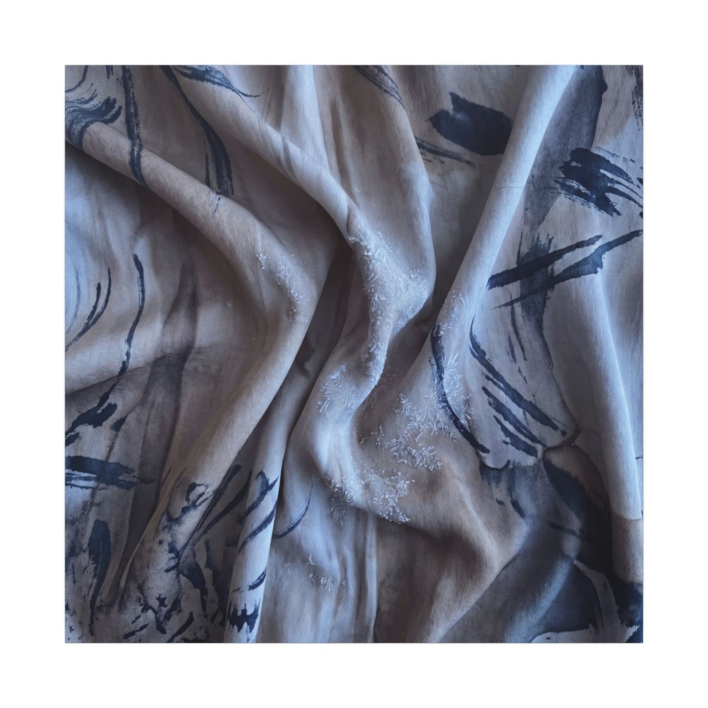 Silk Drape Winter Canvas Art | Japandi Earthy Design