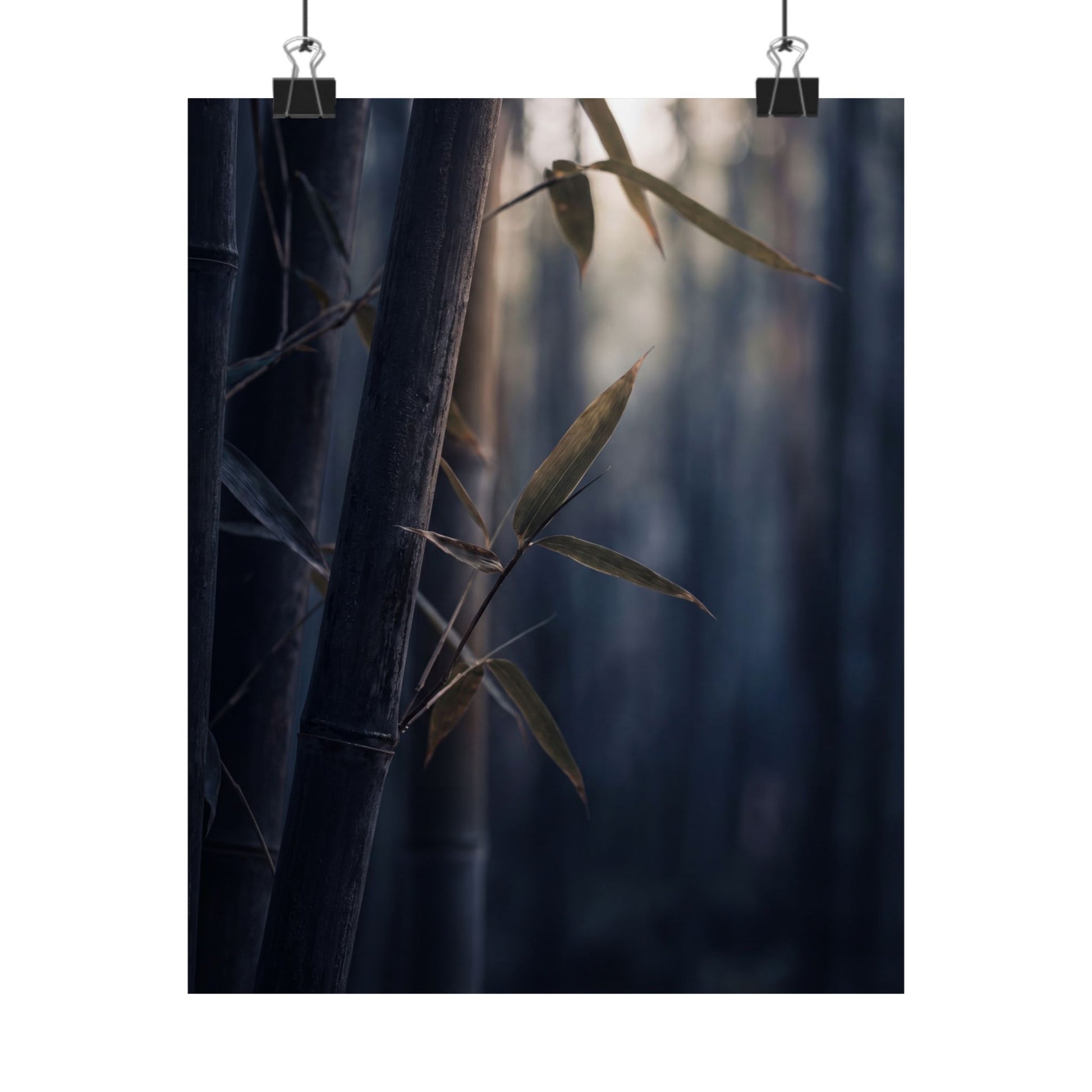 Dark Japandi Bamboo Grove in Dawn | Moody Minimal Wall Art Print Art Print