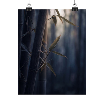 Dark Japandi Bamboo Grove in Dawn | Moody Minimal Wall Art Print Art Print