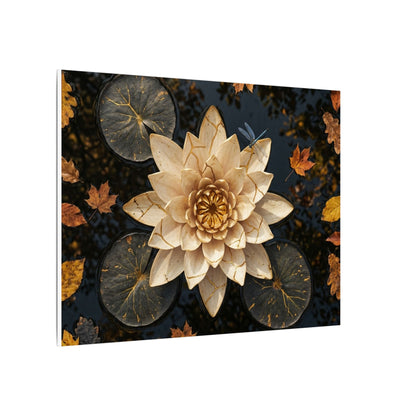 Kintsugi Lotus Flower in Dappled | Gold Repair Canvas Art