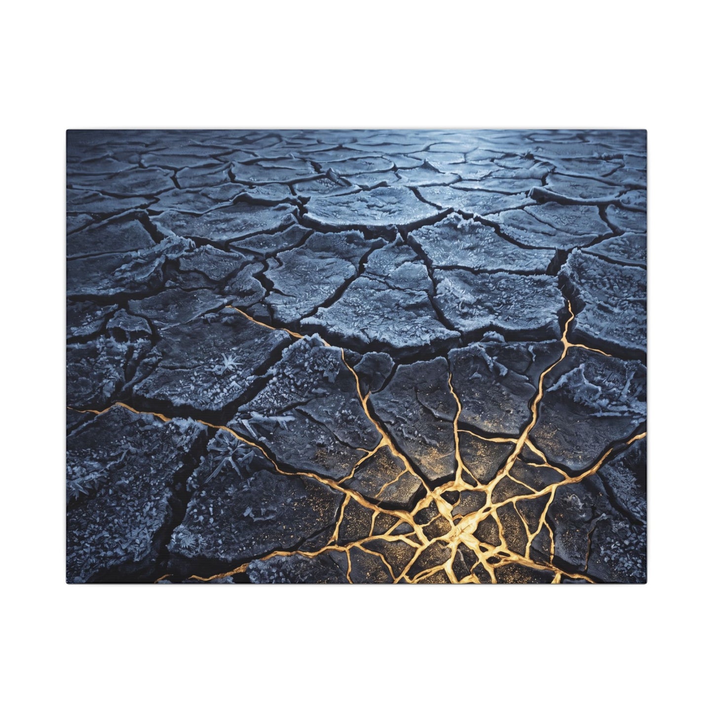 Moonlight Cracked Earth Canvas Art - Kintsugi Mono No Aware