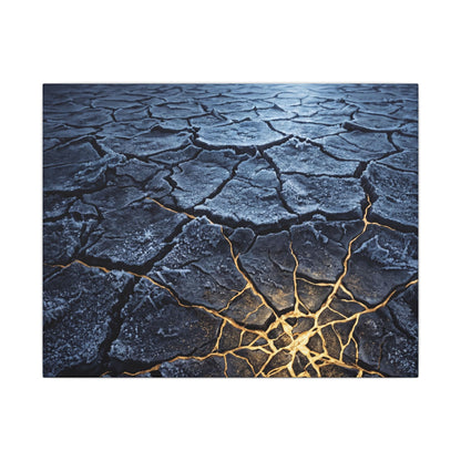 Moonlight Cracked Earth Canvas Art - Kintsugi Mono No Aware