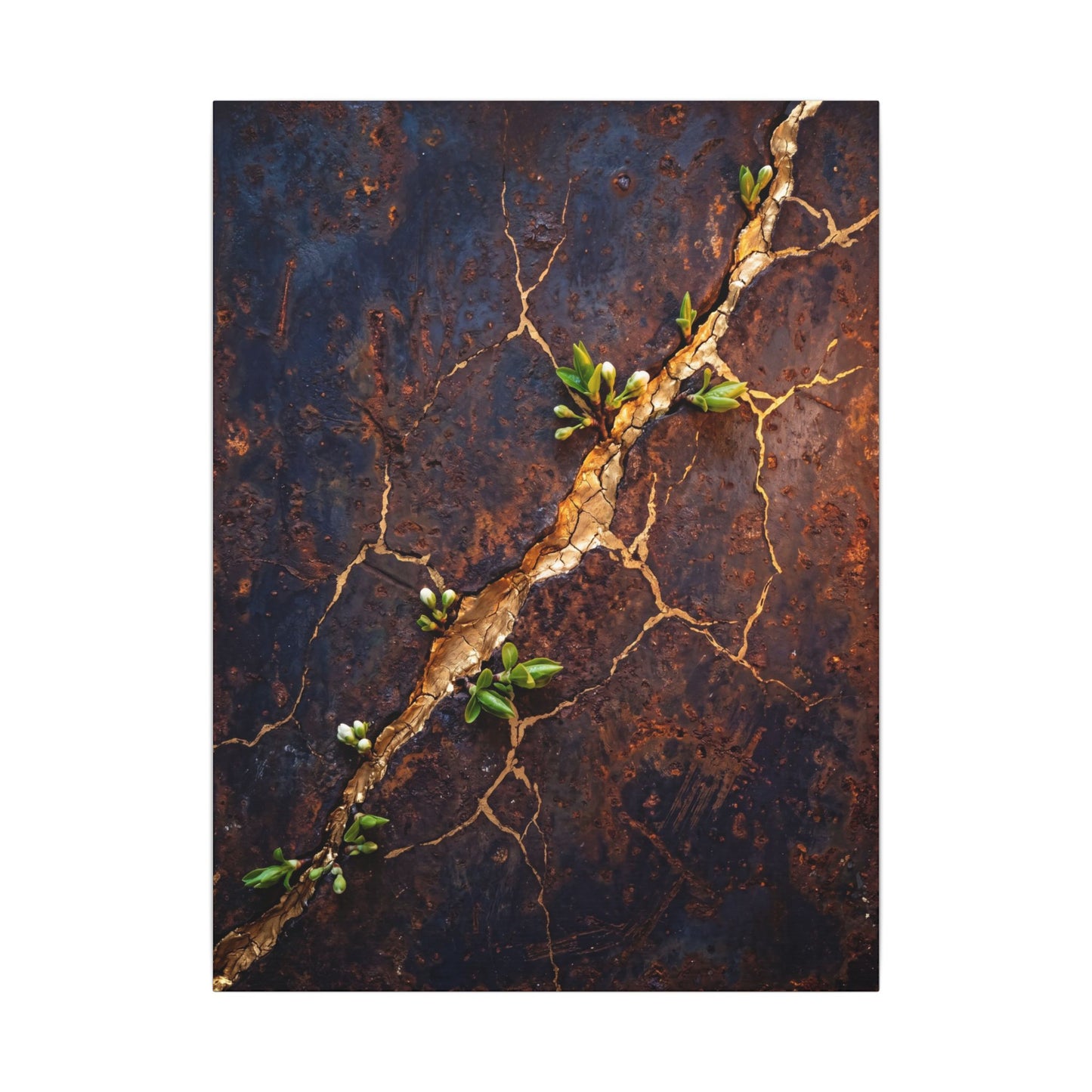 Rust Patina Spring Canvas Art | Kintsugi Resilient Design