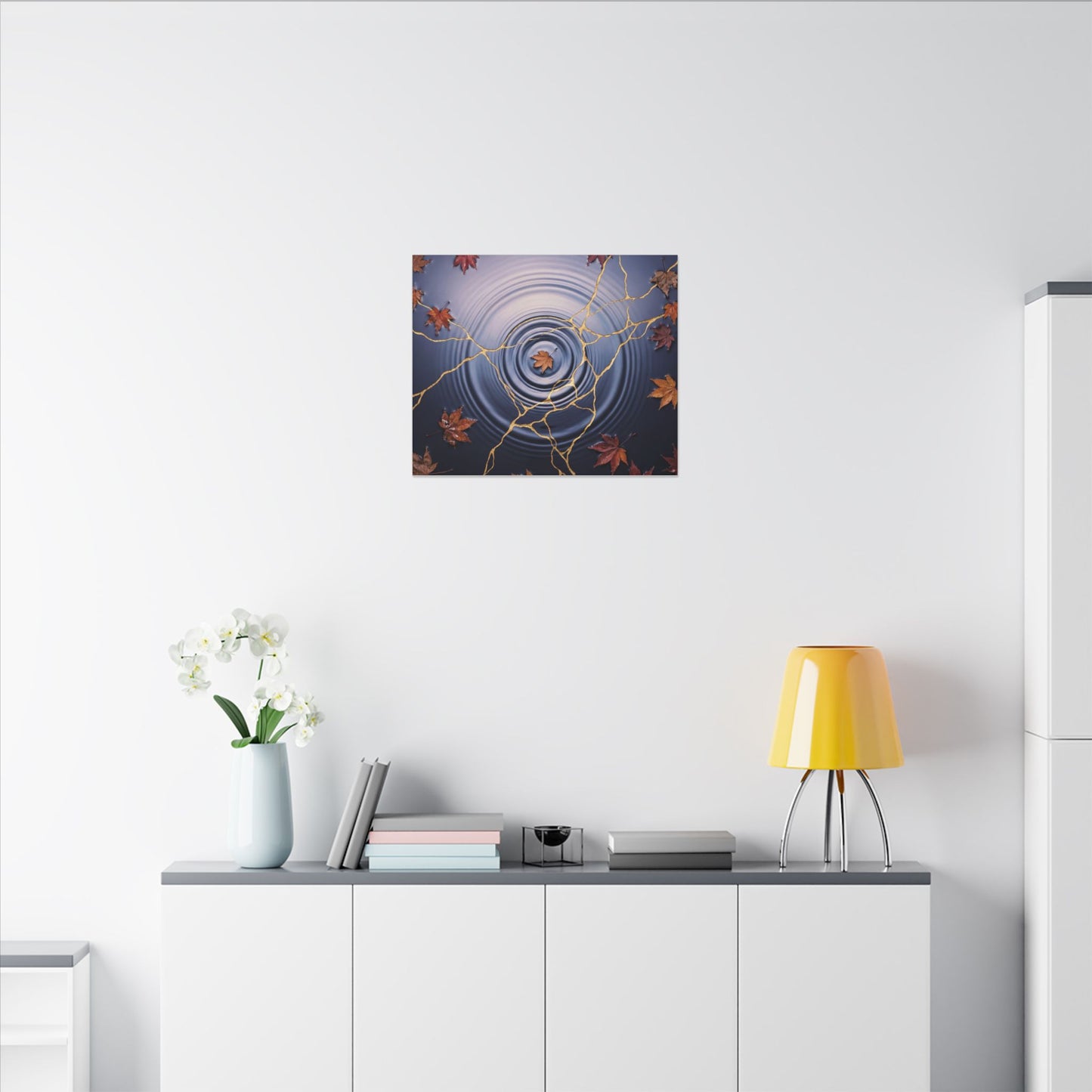 Kintsugi Water Ripple in Dawn | Gold Vein Canvas Art