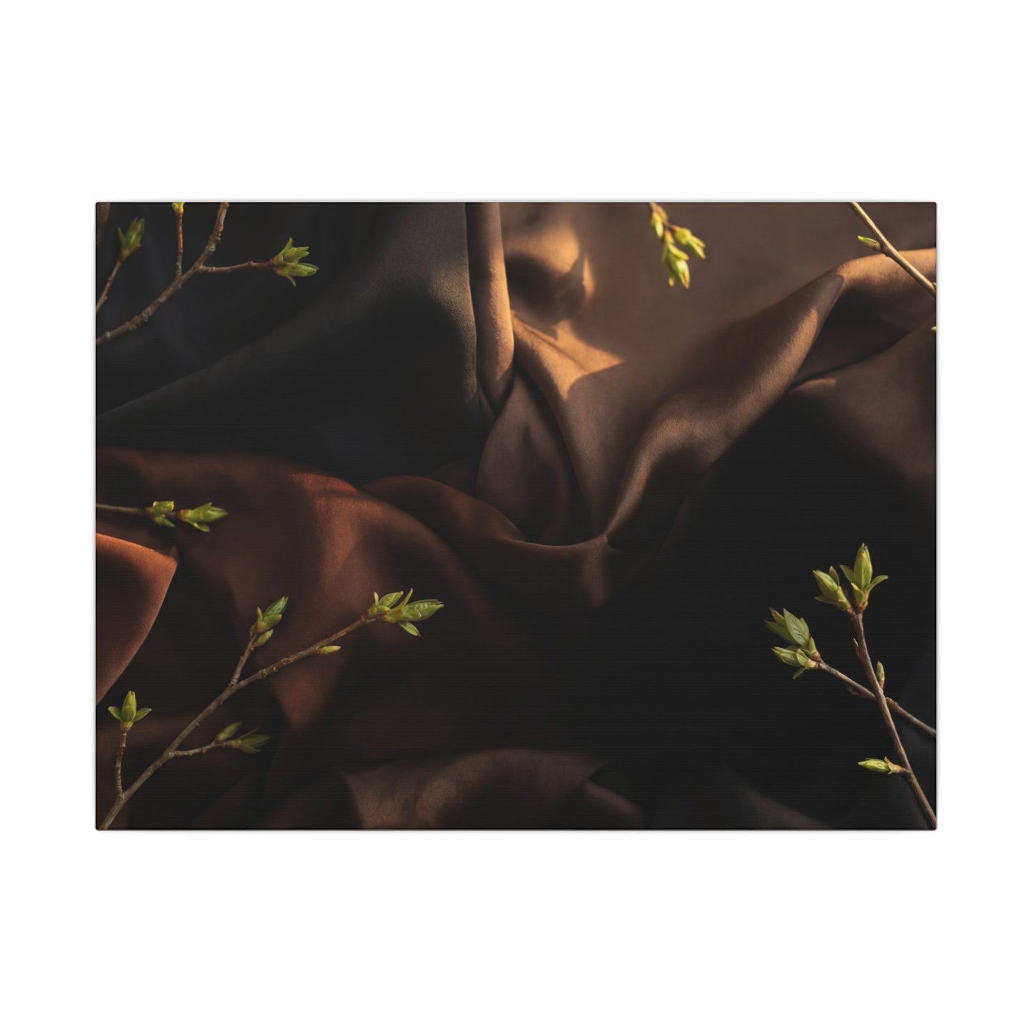 Dark Japandi Silk Drape in Golden Hour | Moody Minimal Canvas Art Art Print