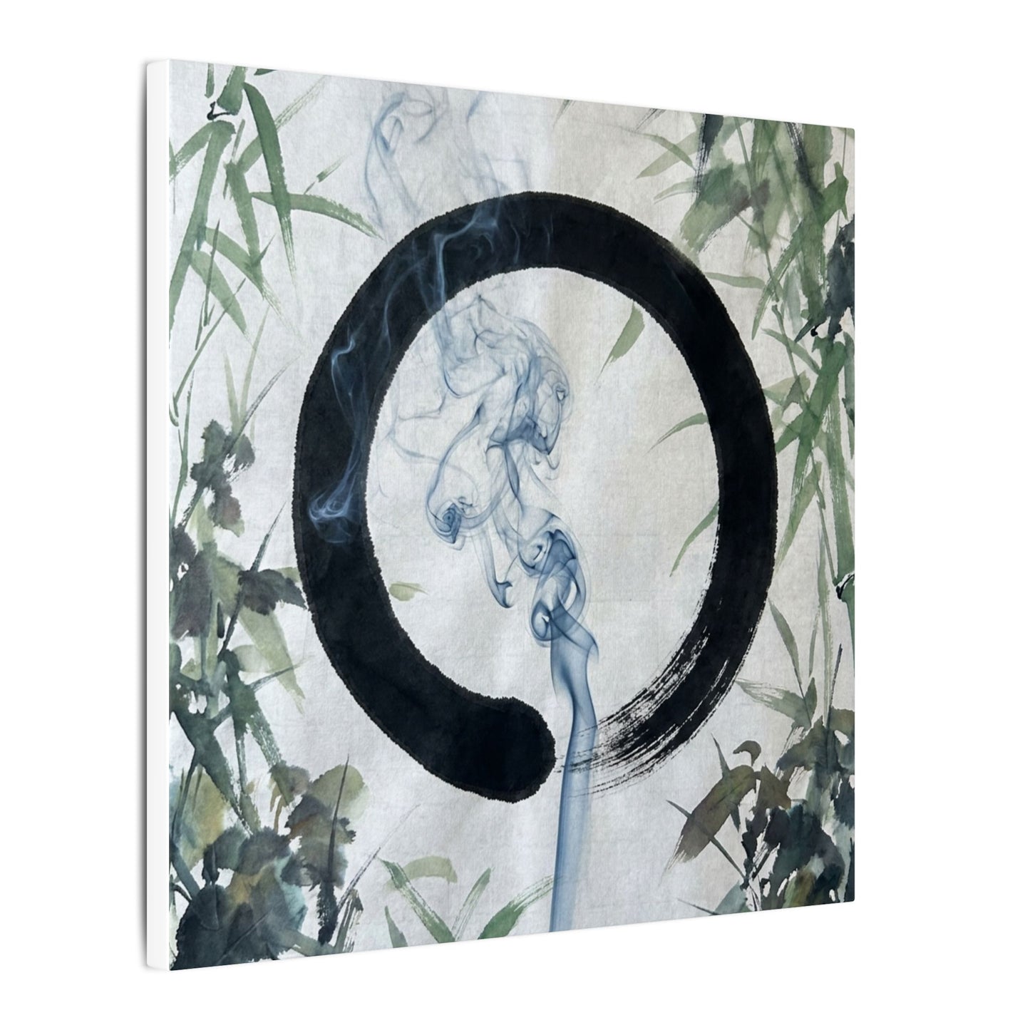 Zen Incense Smoke in Moonlight | Enso Canvas Art