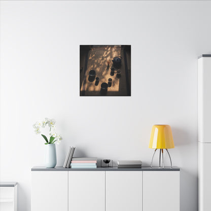 Shibui Tea Ceremony Canvas Art - Dark Japandi Shadow Zen