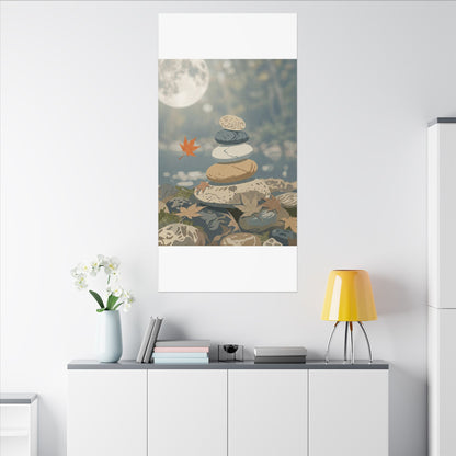 Warm River Stones Canvas Art - Japanese Pattern Japandi