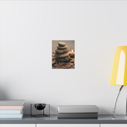 River Stones Canvas Art | Autumn Japandi Texture Art