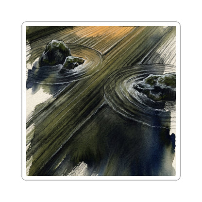 Sophisticated Rock Garden Sticker - Charcoal Ink Dark Japandi