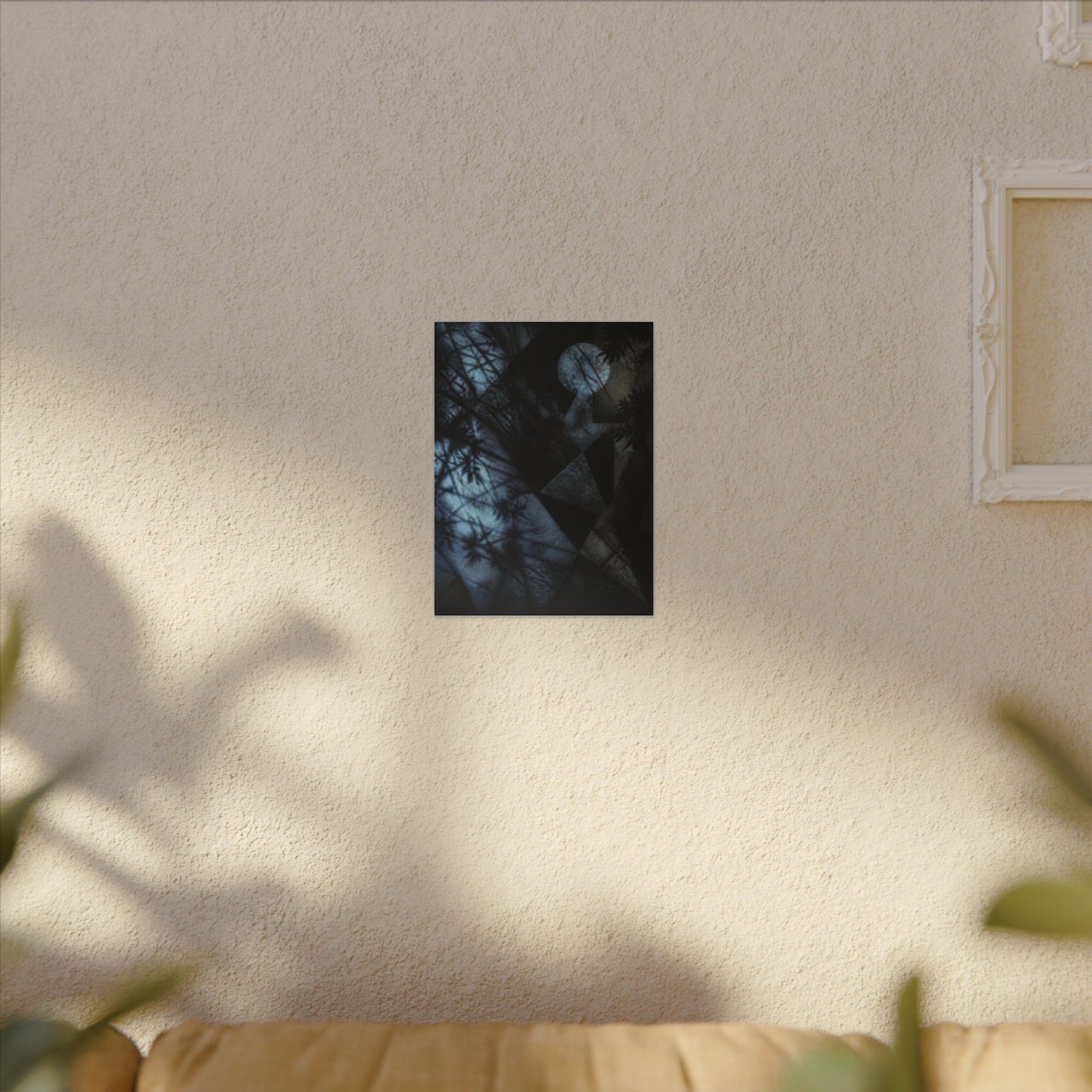 Shadow Play Winter Canvas Art | Dark Japandi Luxurious Design