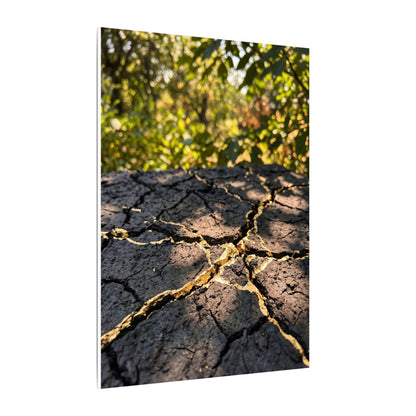 Shibui Cracked Earth Canvas Art - Kintsugi Gold Repair