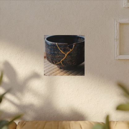 Tea Ceremony Autumn Canvas Art | Kintsugi Healing Design