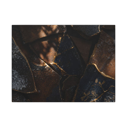 Fukinsei Broken Pottery Canvas Art - Dark Japandi Dark Texture