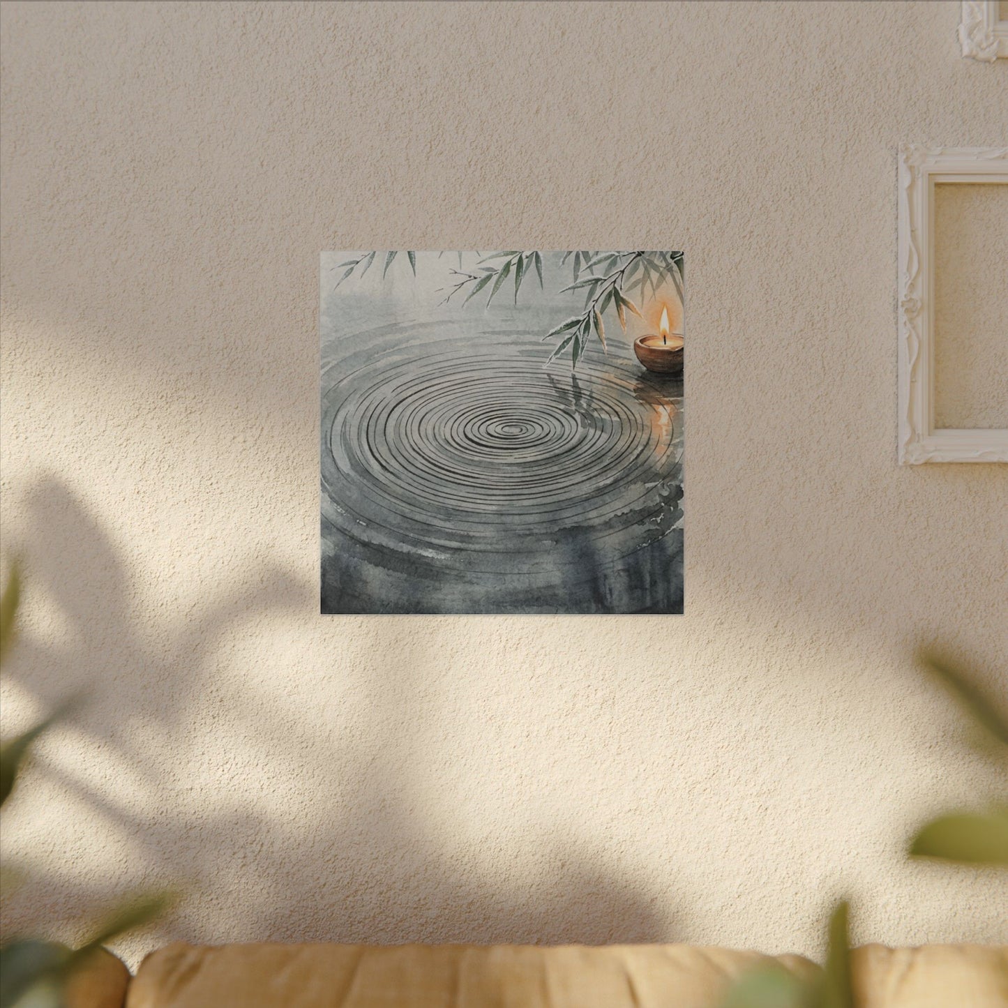 Water Ripple Sumi E Canvas Art | Calm Zen Art