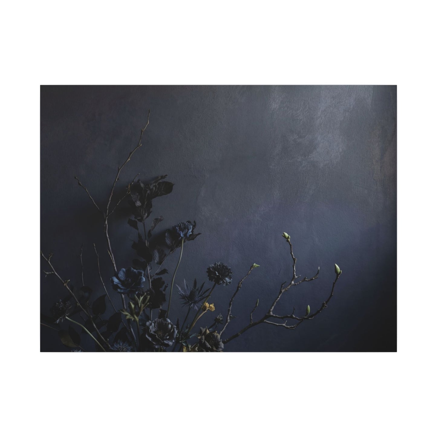 Dried Flowers Spring Canvas Art | Dark Japandi Moody Design Art Print