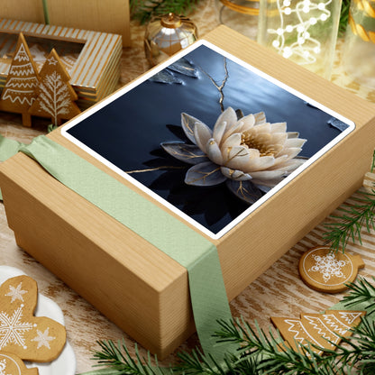 Lotus Flower Sticker | Winter Kintsugi Gold Vein Art
