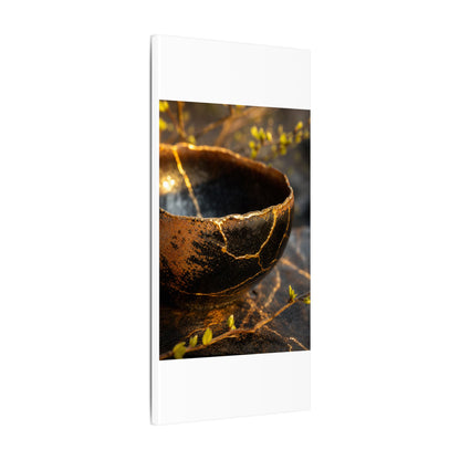 Kintsugi Ceramic Bowl in Golden Hour | Gold Vein Canvas Art