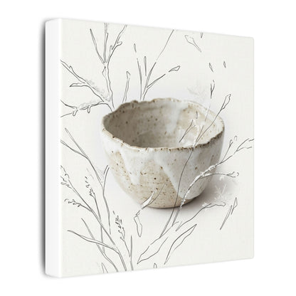 Neutral Ceramic Bowl Canvas Art - Minimal Line Japandi