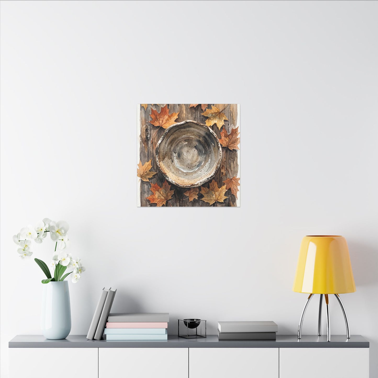 Ma Ceramic Bowl Canvas Art - Japandi Watercolor
