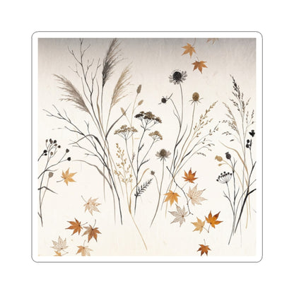 Autumn Dried Flowers Japanese Pattern Sticker | Elegant Decor Art Print