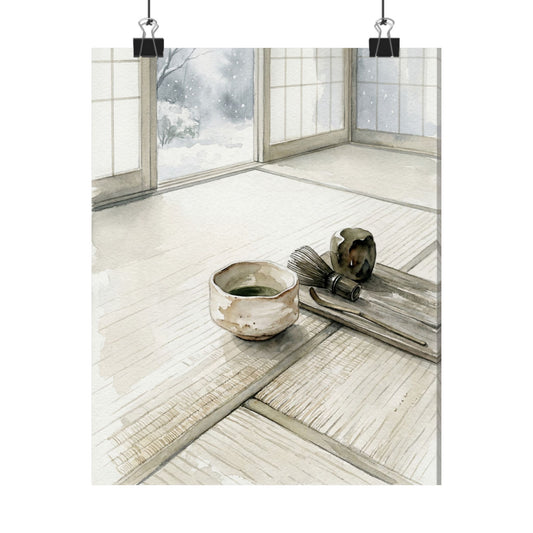 Japandi Tea Ceremony in Overcast | Watercolor Wall Art Print Art Print