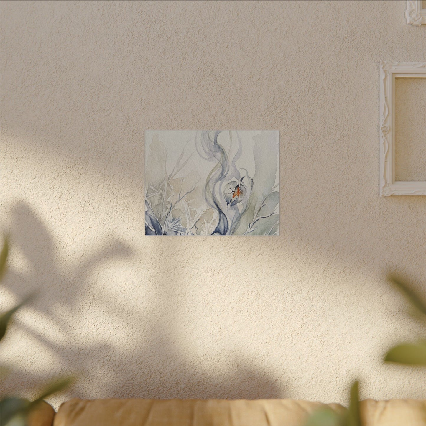 Earthy Incense Smoke Canvas Art - Watercolor Japandi