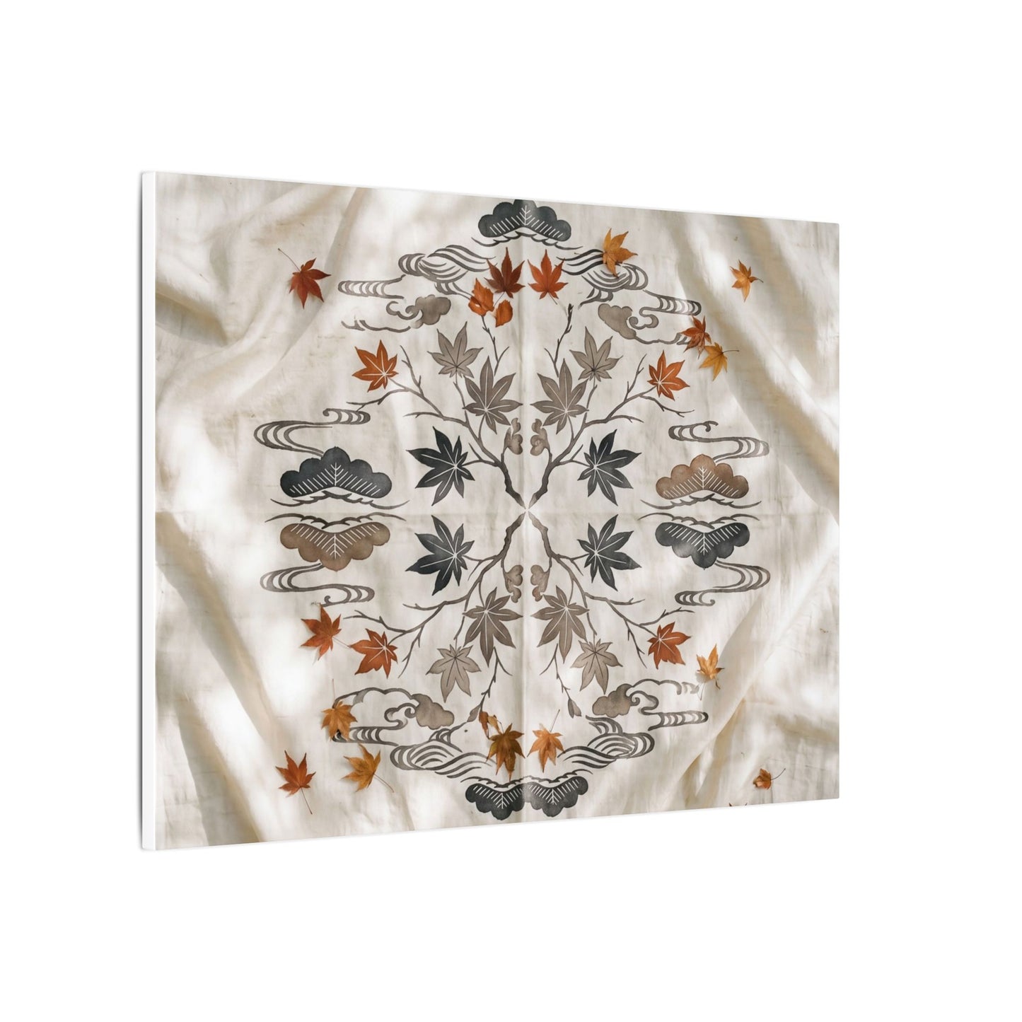 Elegant Silk Drape Canvas Art - Japanese Pattern Japandi