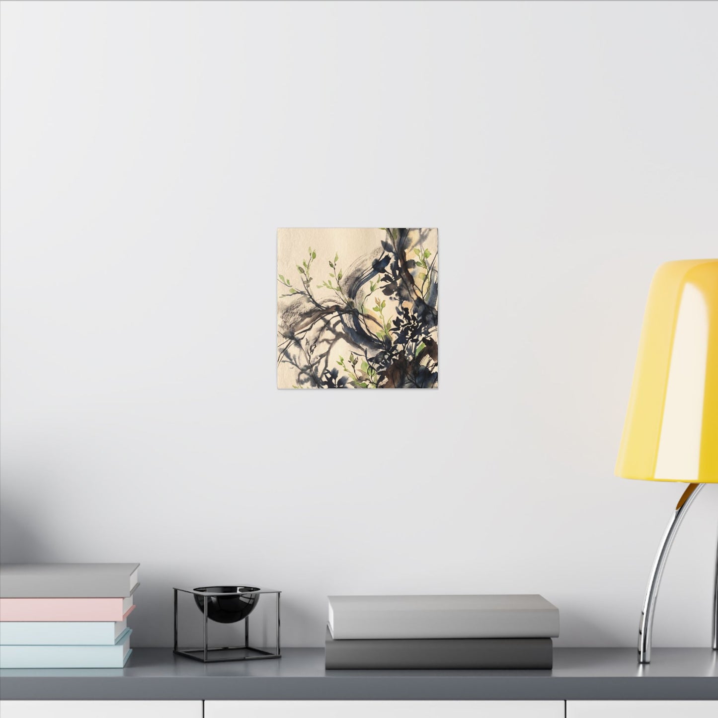 Ma Shadow Play Canvas Art - Dark Japandi Charcoal Ink