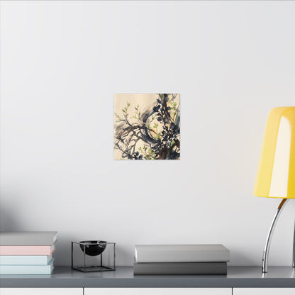 Ma Shadow Play Canvas Art - Dark Japandi Charcoal Ink