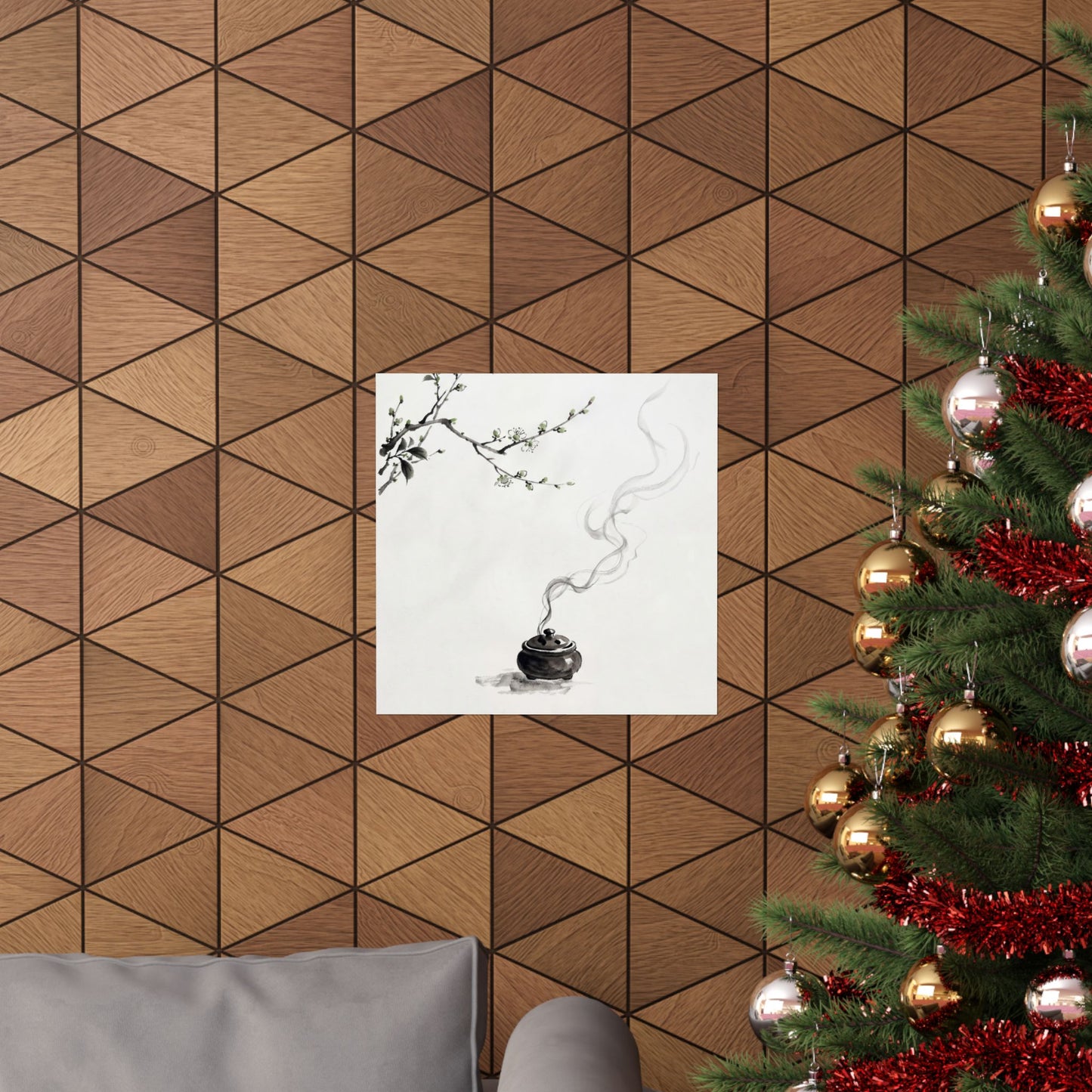 Ma Incense Smoke Wall Art Print - Zen Sumi E