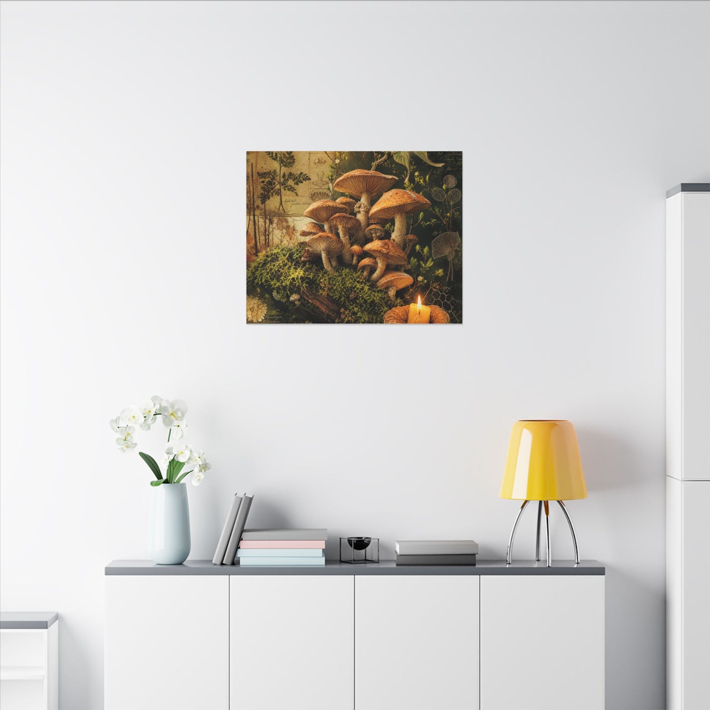 Spring Wild Mushrooms Herbarium Canvas Art | Earthy Decor