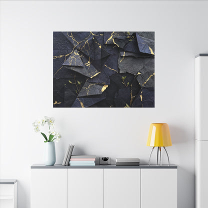 Beautiful Paper Fold Canvas Art - Crackle Gold Kintsugi