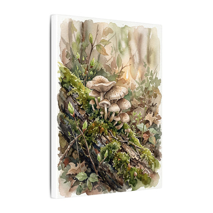 Wild Mushrooms Canvas Art | Spring Japandi Watercolor Art