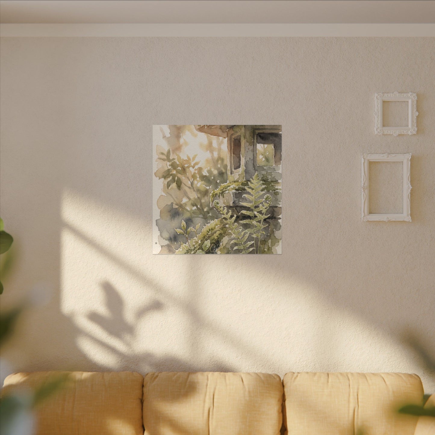 Earthy Stone Lantern Canvas Art - Watercolor Japandi
