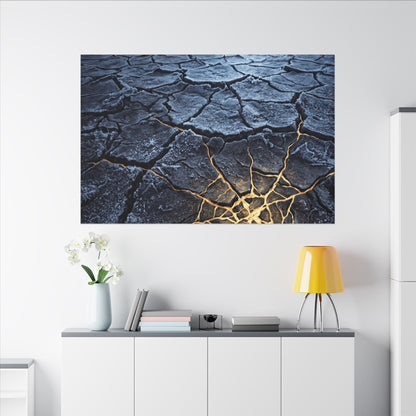 Moonlight Cracked Earth Canvas Art - Kintsugi Mono No Aware