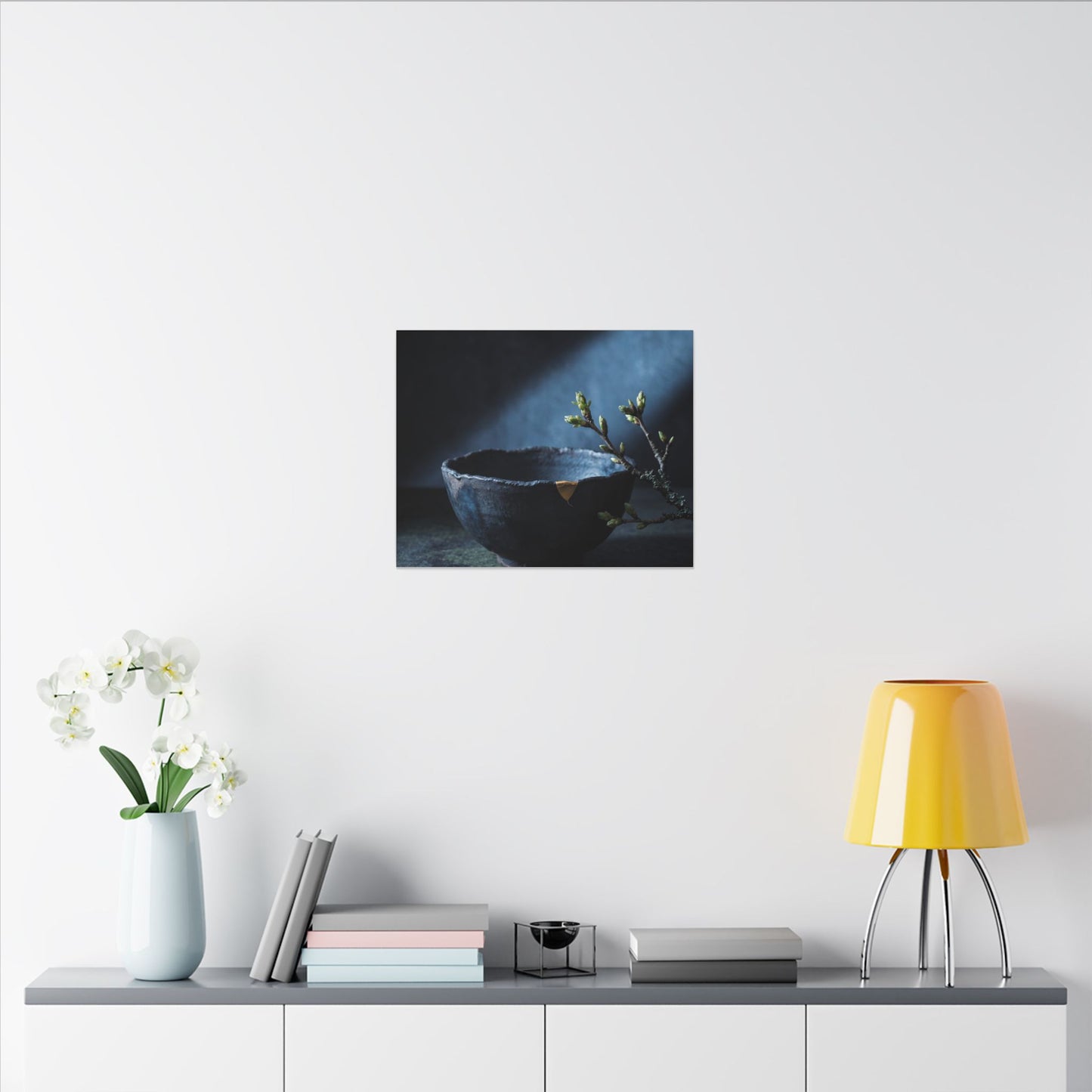 Ceramic Bowl Shadow Zen Canvas Art | Sophisticated Dark Japandi Art