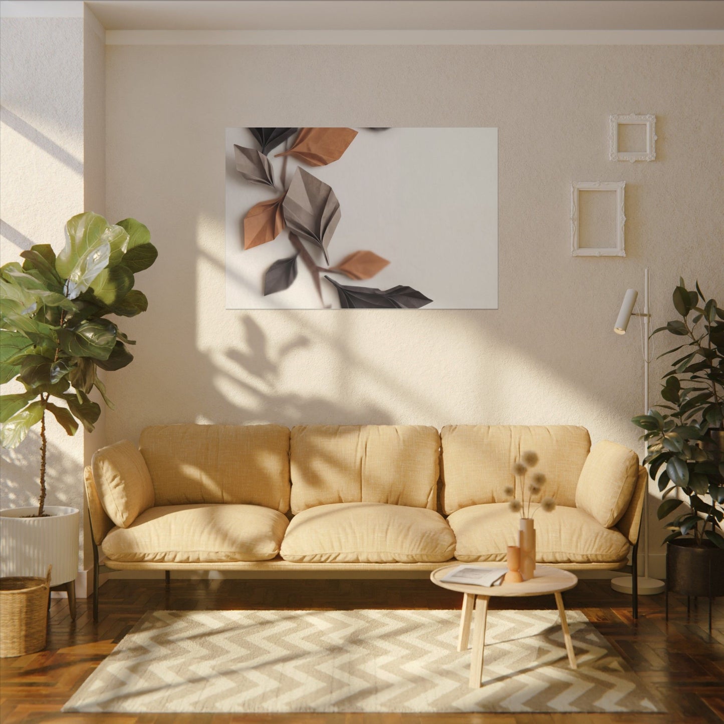 Paper Fold Autumn Canvas Art | Japandi Earthy Design