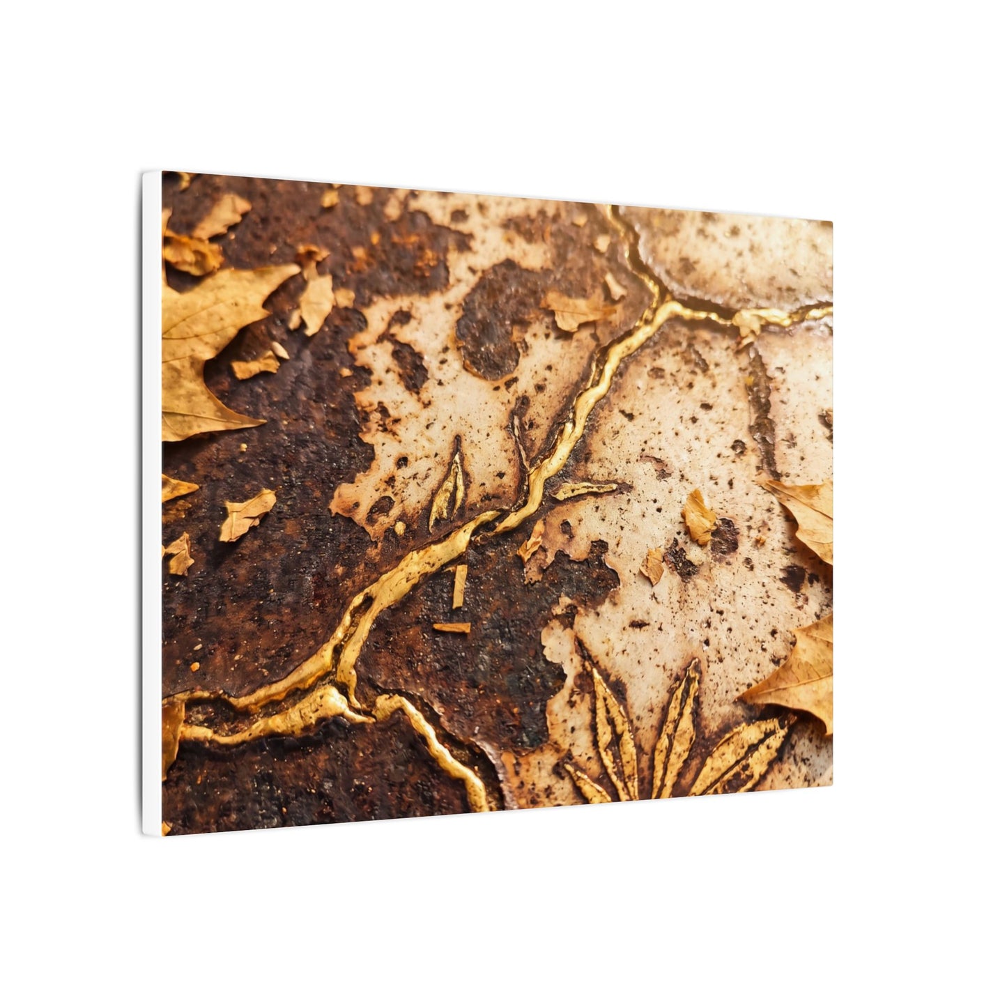 Kintsugi Rust Patina in Golden Hour | Gold Vein Canvas Art