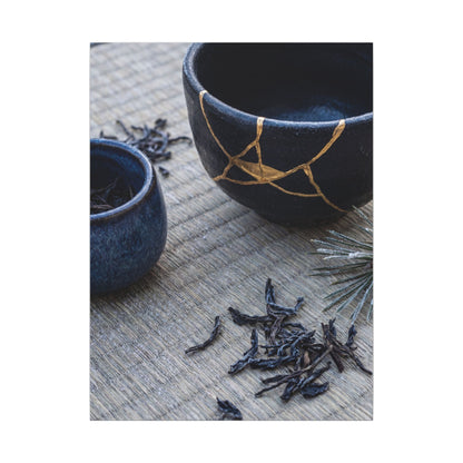 Kintsugi Tea Ceremony in Overcast | Gold Vein Canvas Art
