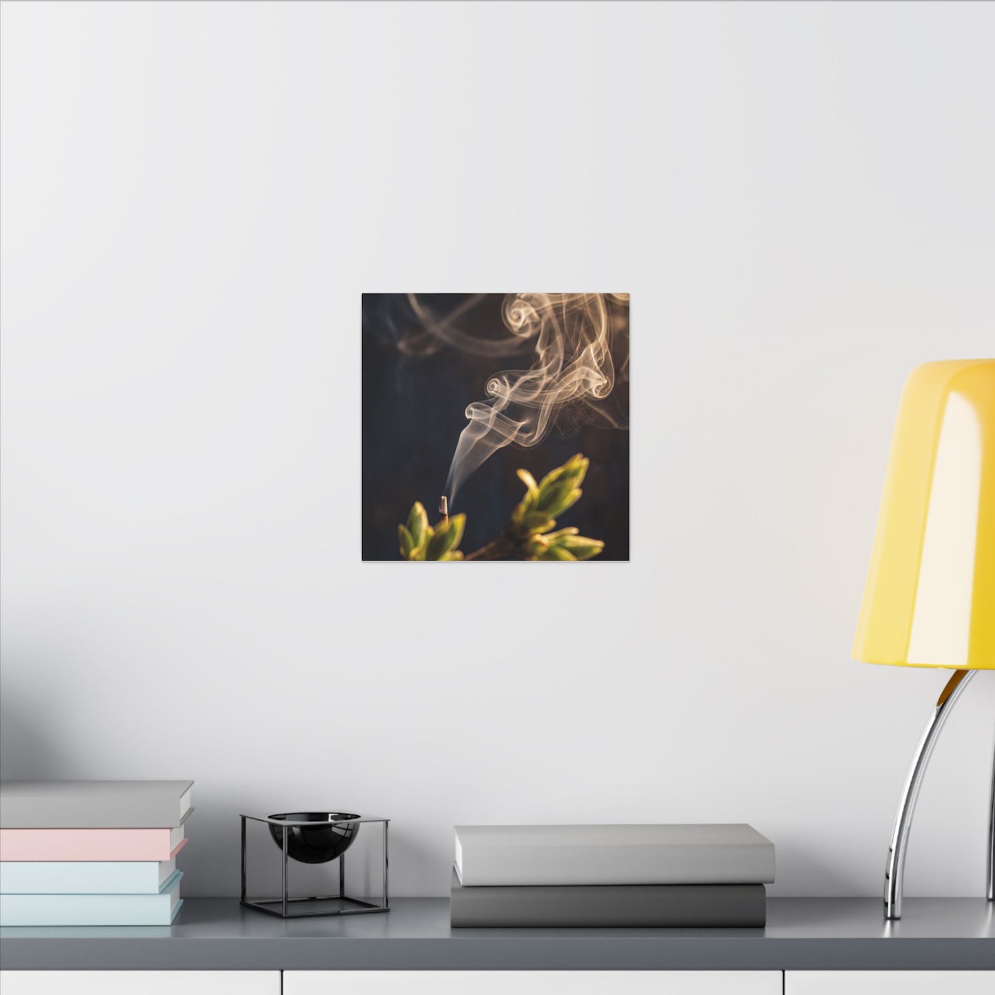 Golden Hour Incense Smoke Canvas Art - Dark Japandi Kanso